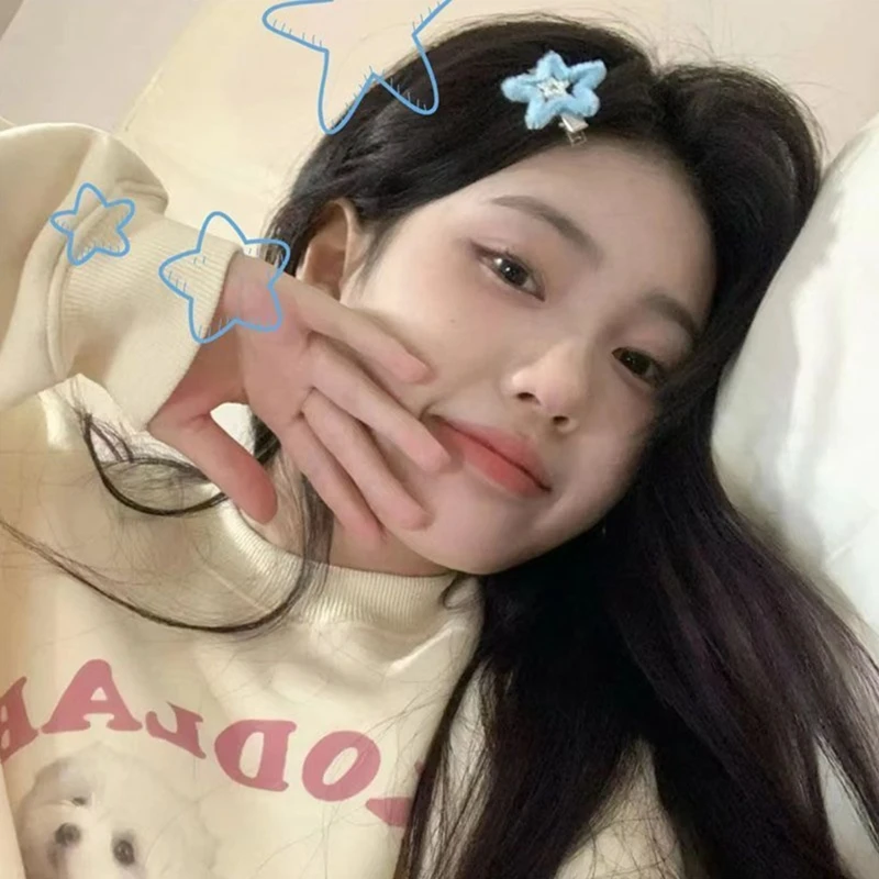 

Y2k заколка для волос с утконосом для горячих девушек синяя звезда в форме заколки с жемчугом Декор