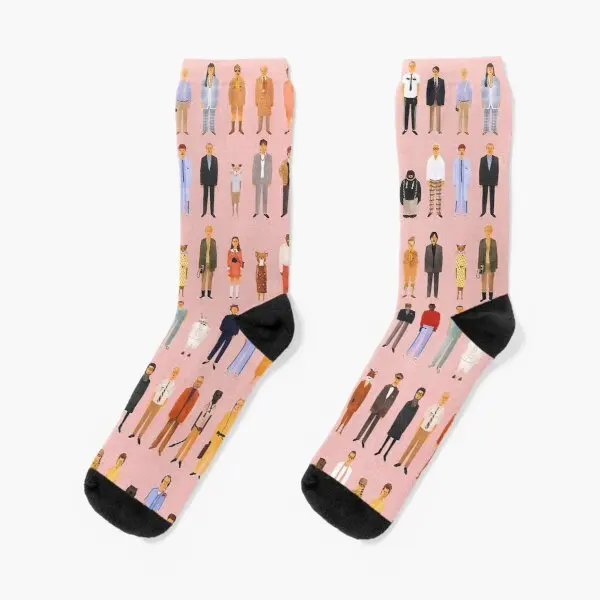 

Wes Anderson Pattern Crew Socks Ladies Winter Girls Pattern Autumn Cartoon Comfortable Breathable Women Cute Funny Black Unisex