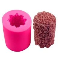 2022 new 3d rose flower candle silicone mold diy gypsum plaster mould cylinder shape silicone soap candle molds