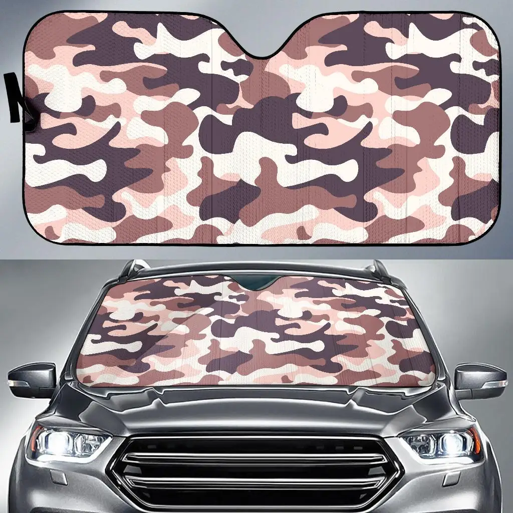

Pink Brown Camouflage Print Car Sun Shade