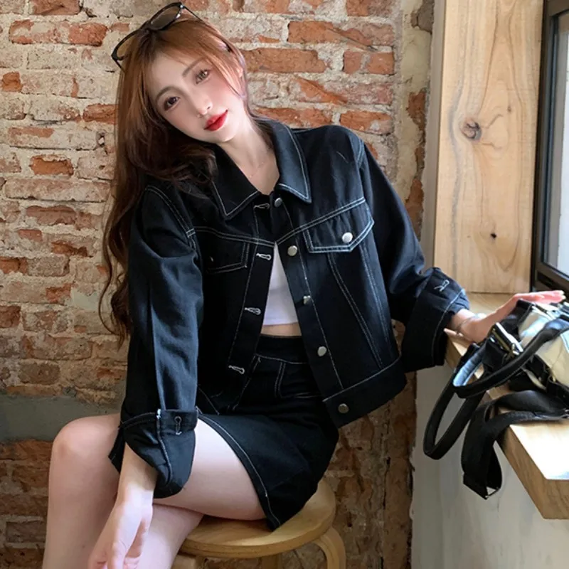 

Женское однобортное пальто, черное пальто с высокой талией, отложным воротником и рукавом «летучая мышь» в американском стиле на осень, 2022