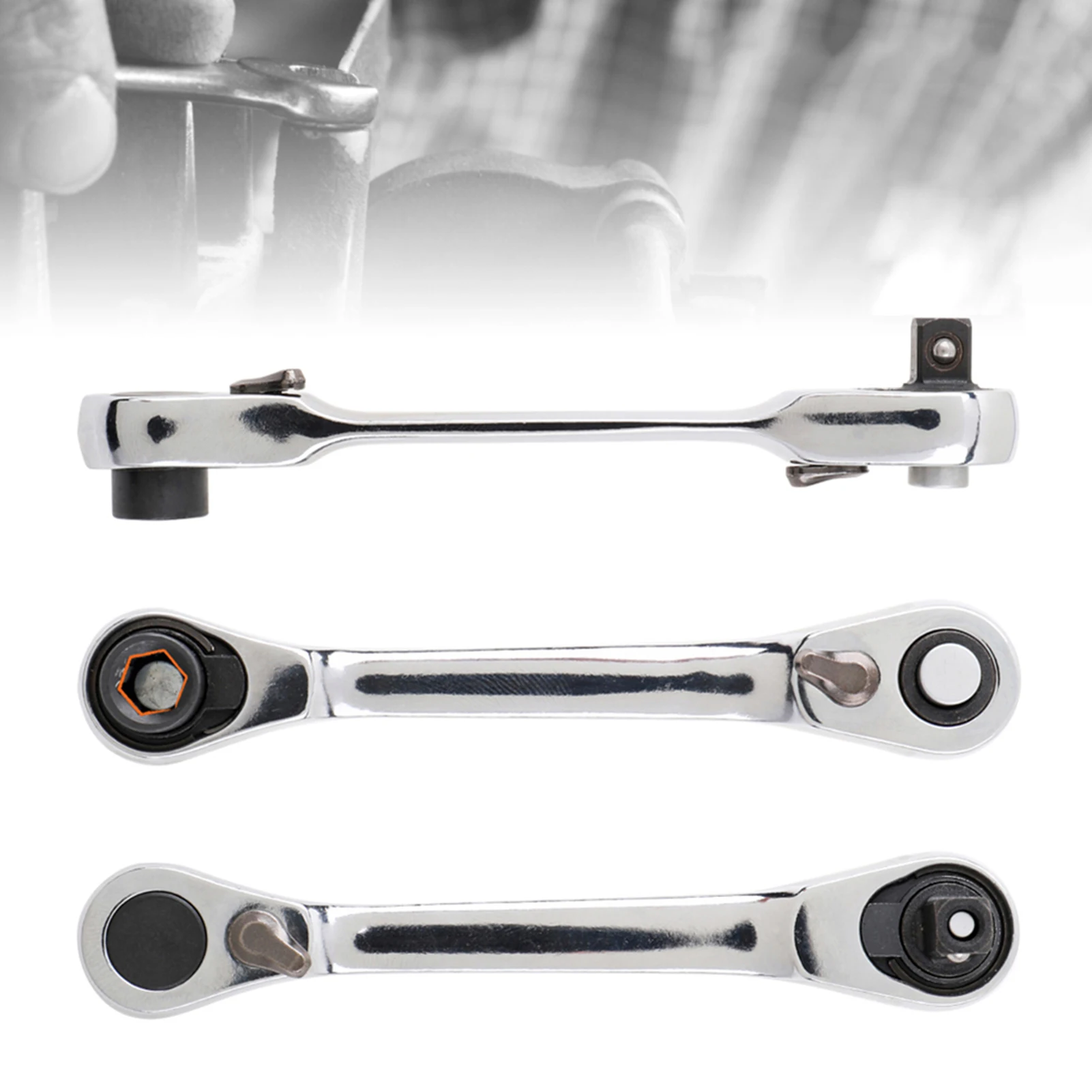 

Mini 1/4 inch 72-tooth Double Ended Quick Socket Ratchet Wrench Square Head Screwdriver Bits Narrow Slot Ratchet Socket Wrench