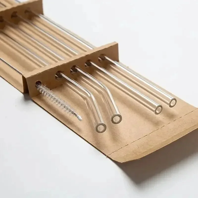 Экологичные Многоразовые Стеклянные Трубочки Из 5 Штук С Набором Кистей —