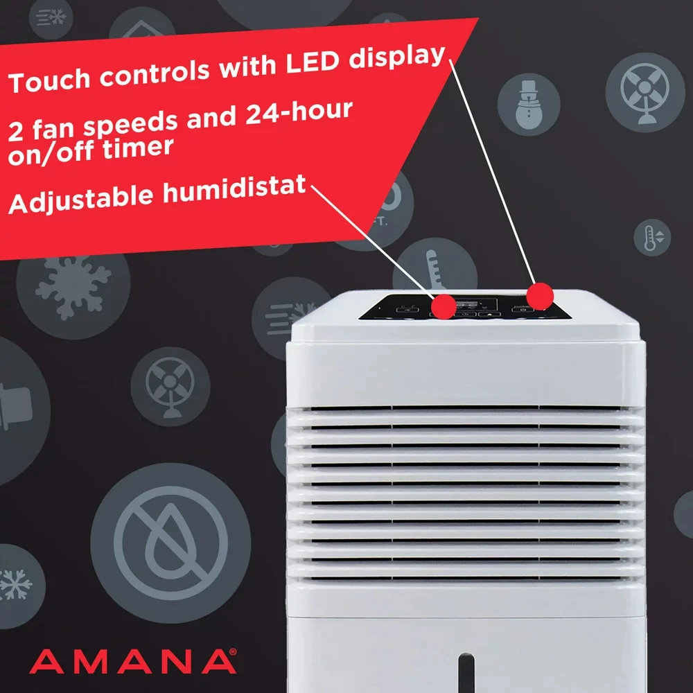 

Pt 1,800 Sq Ft Dehumidifier in White - Adjustable Humidistat, Automatic Shut-Off