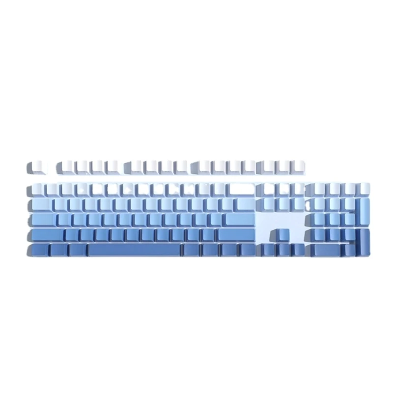 

Полупрозрачные колпачки клавиш PBT с подсветкой для механической клавиатуры с 104 клавишами, Набор колпачков для клавиш с двойным переходом градиента, голубые, для переключателей MX