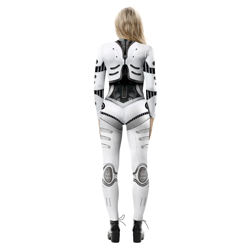 Women's Halloween Jumpsuits Skeleton Costume 3D Bone Print Stretchy Bodycon Jumpsuit Skinny Cosplay Catsuit Bodysuit Rompers images - 6