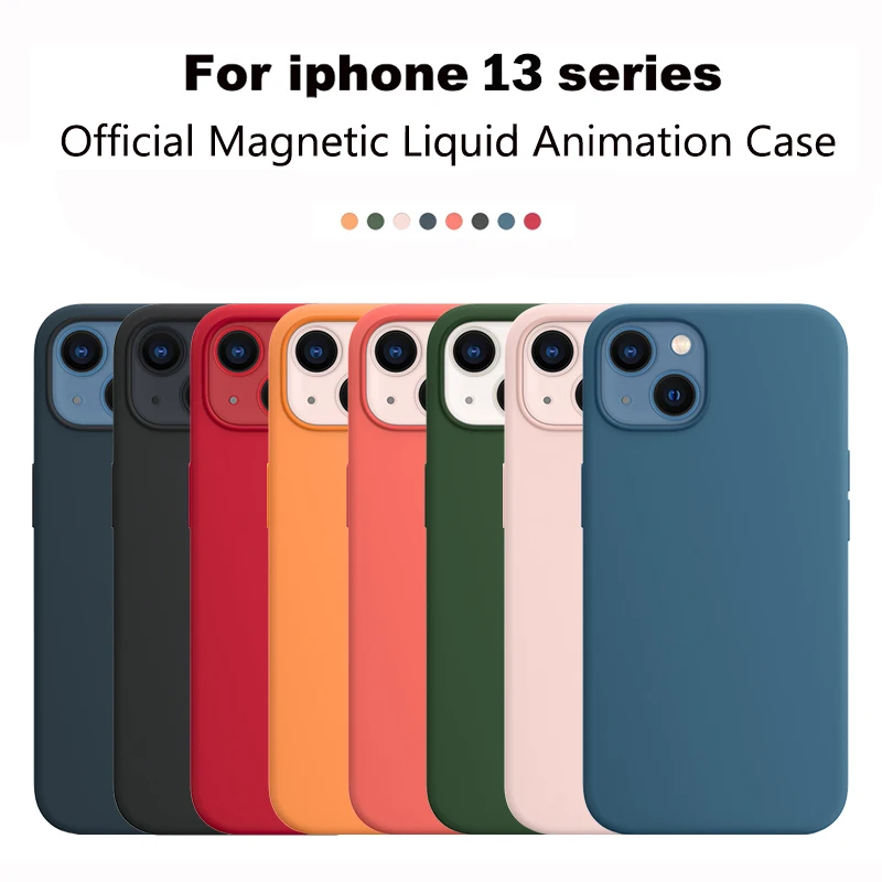 

Оригинальный магнитный силиконовый чехол для iPhone 13, 12 Pro, Max, Магнитный чехол с анимацией, Жидкий чехол для iPhone 13, 12, чехол с коробкой