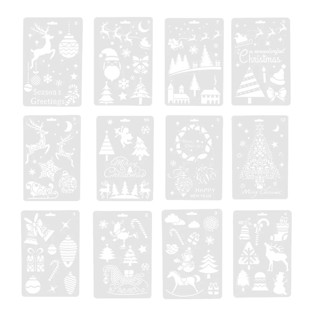 

Stencils Christmas Painting Drawingtemplate Templatesstencil Diy Hollow Reusable Kids Makingprintingout Flower Large