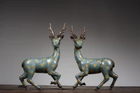 12 tibetan temple collection old bronze cloisonne enamel blessing deer sika deer a pair gather fortune ornament town house