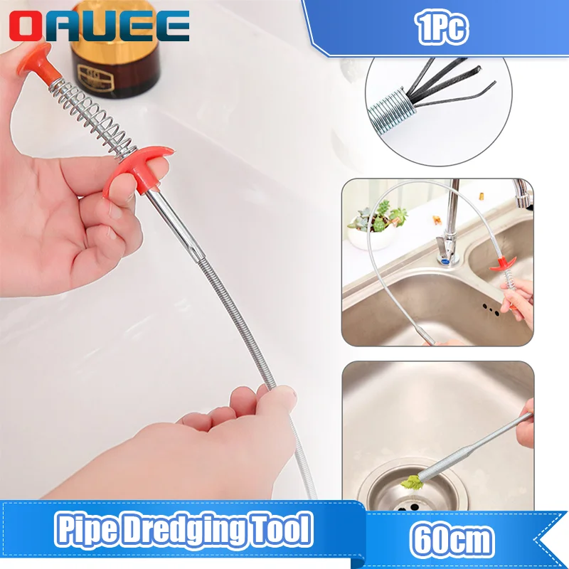 

60CM Spring Pipe Dredging hand pinch Pipe Cleaner Drain Sticks Clog Household for Kitchen Sink Cleaner Remover Tool