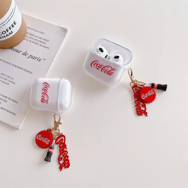 

Fashion Coke Pendant Case for AirPods Pro2 Airpod Pro 1 2 3 Bluetooth Earbuds Charging Box Protective Earphone Case Cover