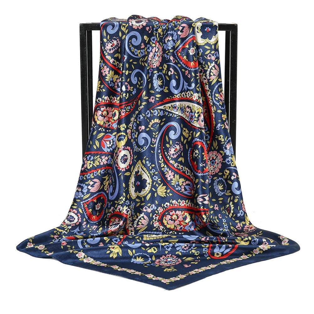 Новинка 2021 шелковый шарф квадратный шейный хиджаб фуляр шали из пашмины Женские