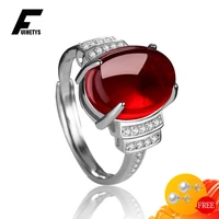 retro women rings 925 silver jewelry oval shape ruby zircon gemstone open finger ring for wedding engagement party accessories