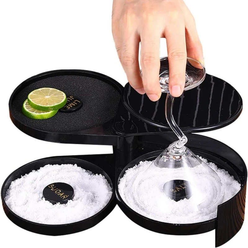 

3-Tier Cocktail Seasoning Box Juice Margarita Sugar Wine Box Salt Dipping Device Professional Bartender Tool Cocktail Accessorie