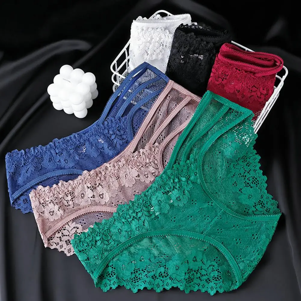 

Women Underwear Breathable Triangle Low Waist Lace Hollow Out Daily Wearing Women No Trace Briefs for Everyday Wear
