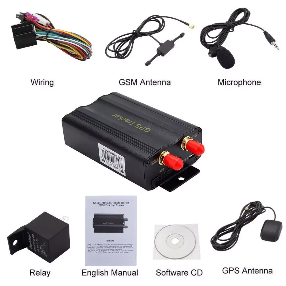 

GSM/GPRS Tracking Vehicle Car GPS Tracker Tk103A GPS103A Real Time Tracker Door Shock Sensor ACC Alarm Tracking System