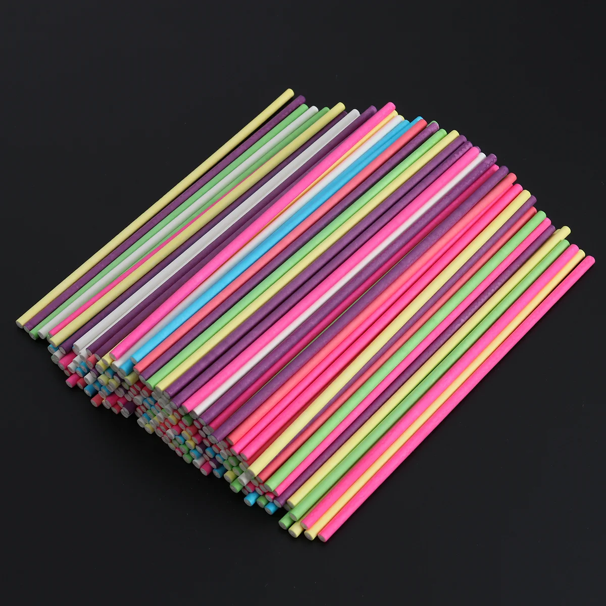 

200pcs Colorful Paper Lollipop Sticks Cake Sticks Favor Supplies for Craft Project Decoration 15cmx3.5mm