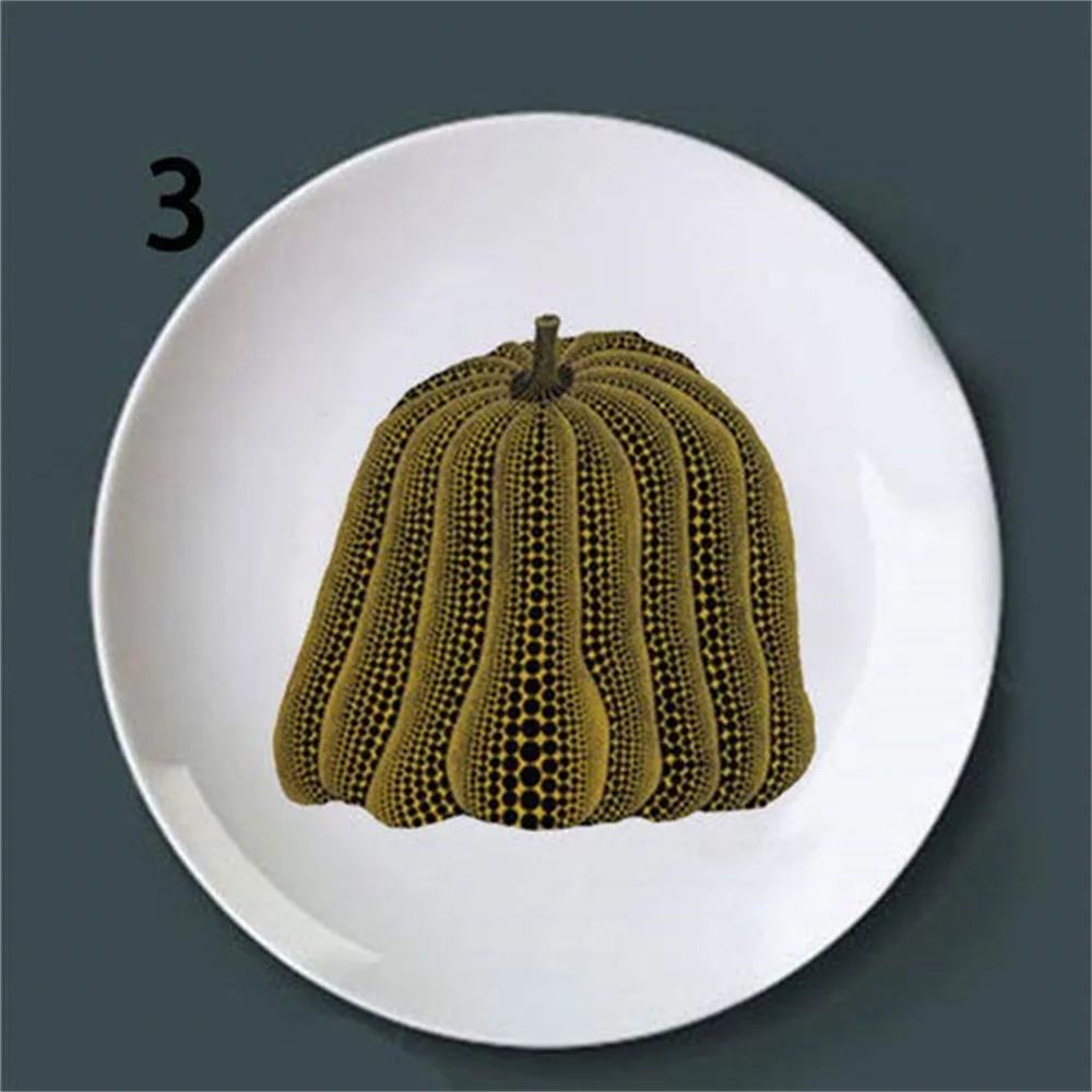 Декоративная подвесная тарелка в японском стиле с тыквой керамическая красочная