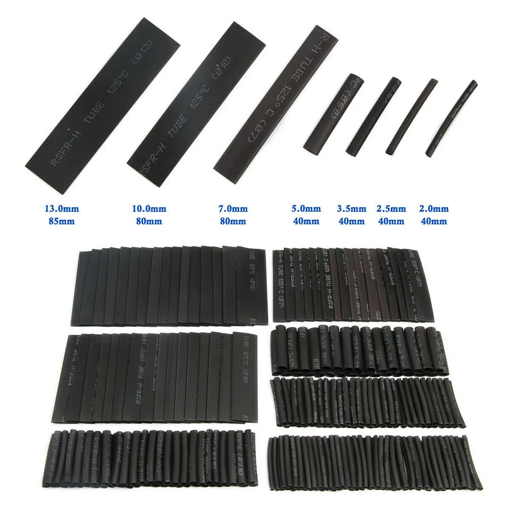 Набор термоусадочных трубок для обмотки проводов черного цвета 381 шт. |