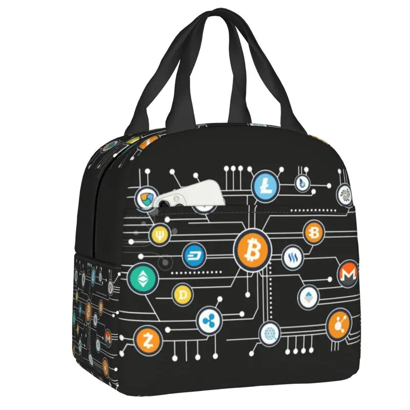 

Cryptocurrency Bitcoin Altcoin Blockchain Logo Insulated Lunch Bags Ethereum Portable Thermal Cooler Bento Box School Travel