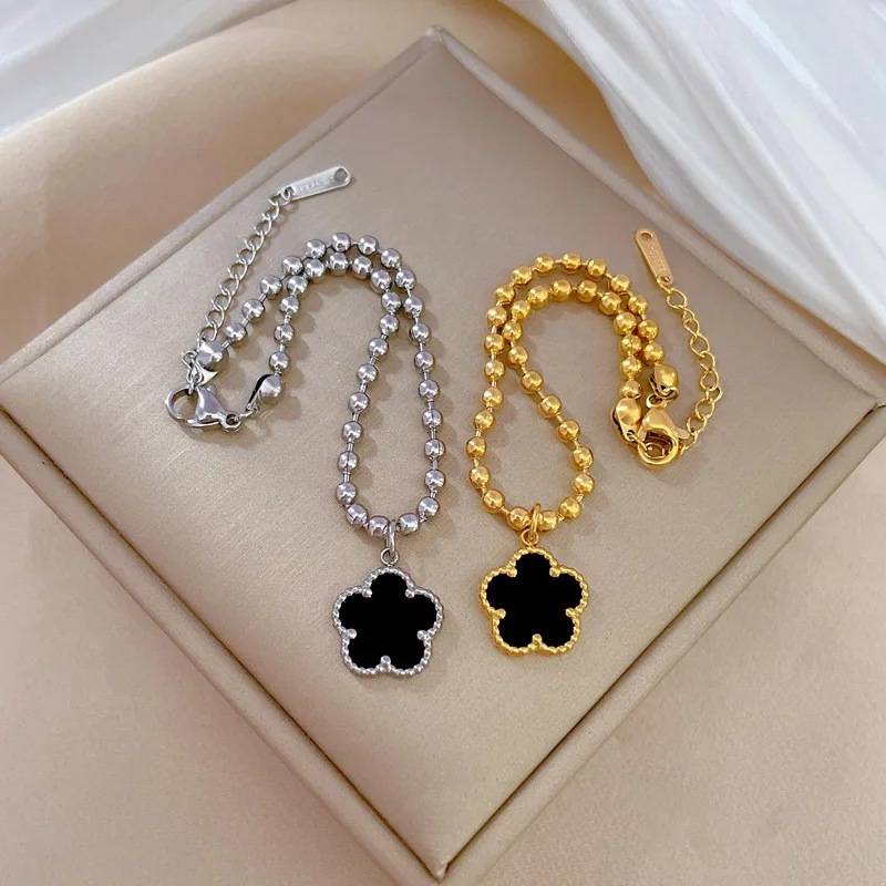 Новая горячая распродажа модный роскошный пятилистный цветок круглый браслет из