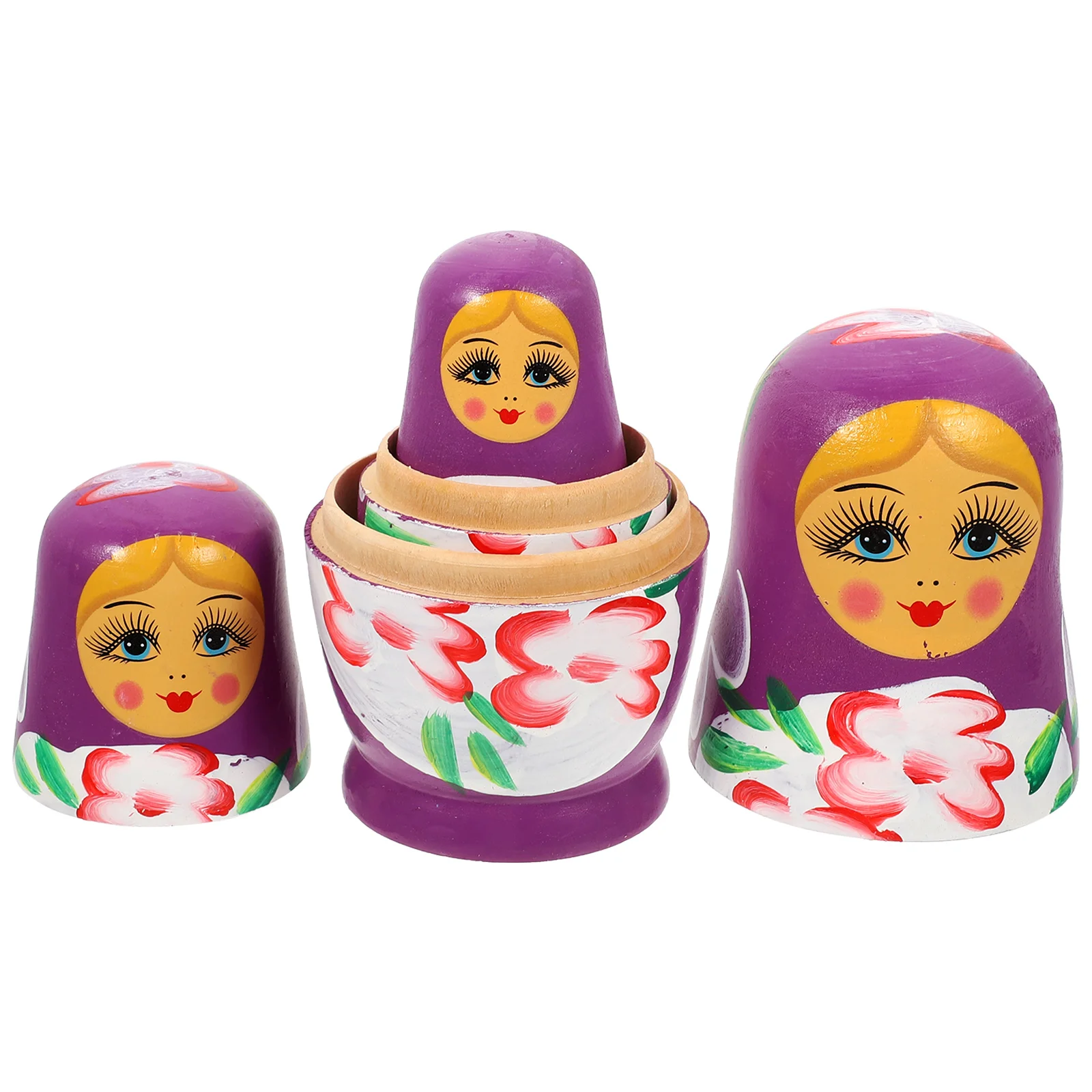 

Outdoor Kids Toys 7 Layer Matryoshka House DIY Ornament Crafts Handmade Purple Wood Kit Russian Dolls Nesting Child