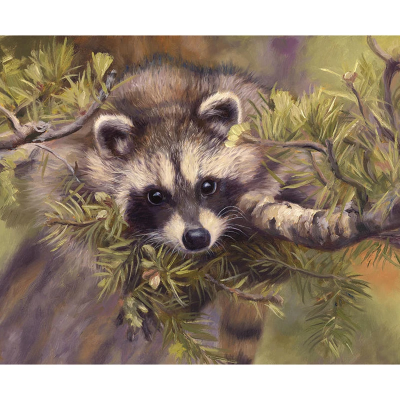 

Алмазная живопись «сделай сам» с изображением милого енота, полностью квадратной и круглой формы, вышивка крестиком 5d, алмазная вышивка, мо...