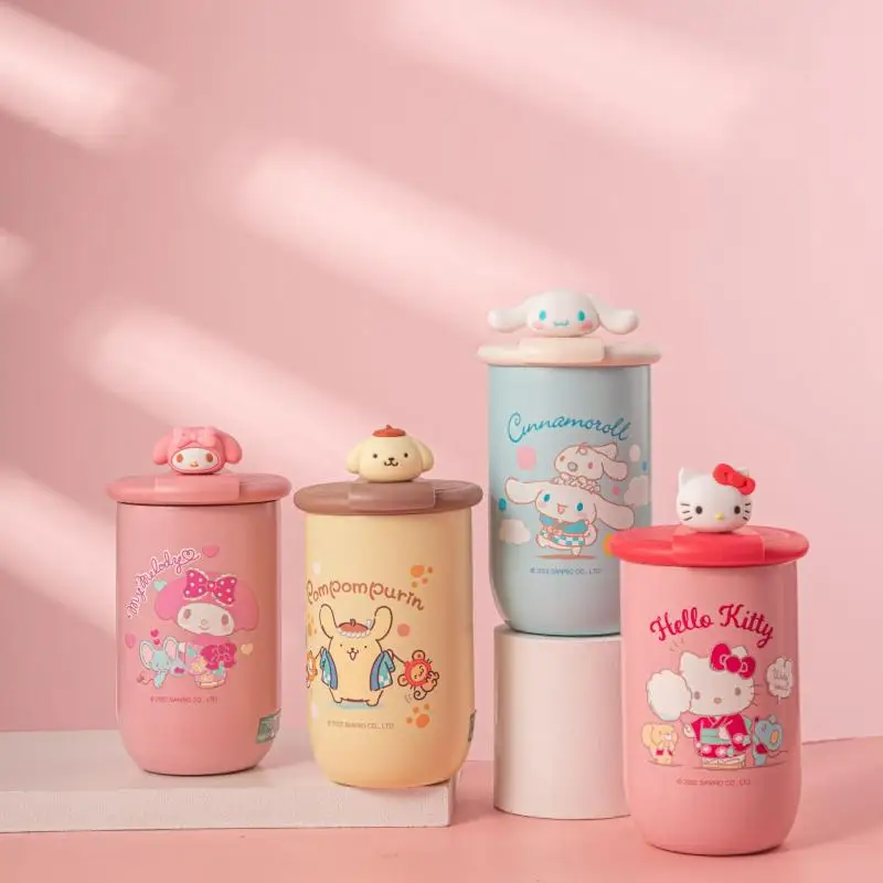 

Hello Kitty Kawaii подлинный Sanrio Kuromi мультфильм термос кружка поворотная крышка кофейная кружка трехмерная кукла пара очков для воды