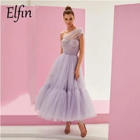 elfin tulle ankle length prom dress elegant one shoulder princess evening gowns party celebrity dress custom made