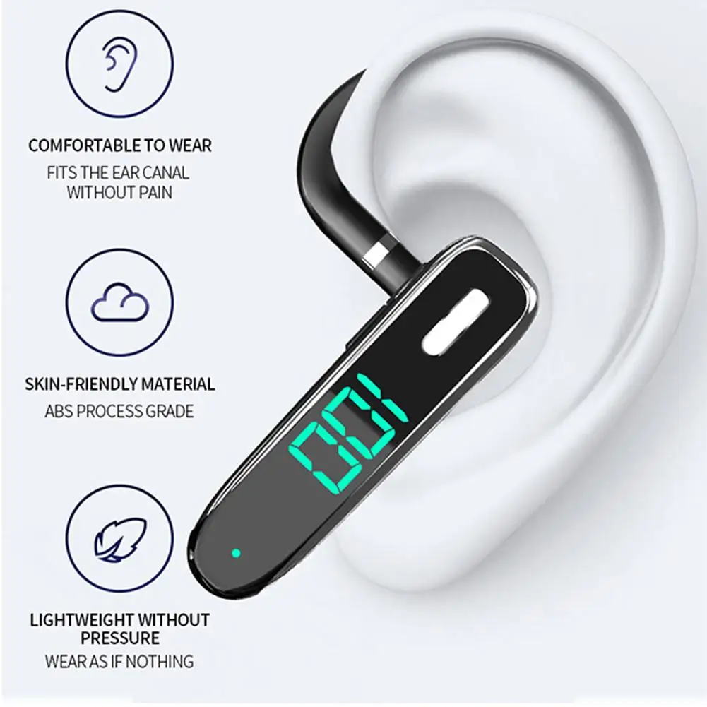 

K50 Wireless Bluetooth-compatible Headset Hanging Ear Enc Call Noise Reduction Digital Display Business Music Sports Earphone