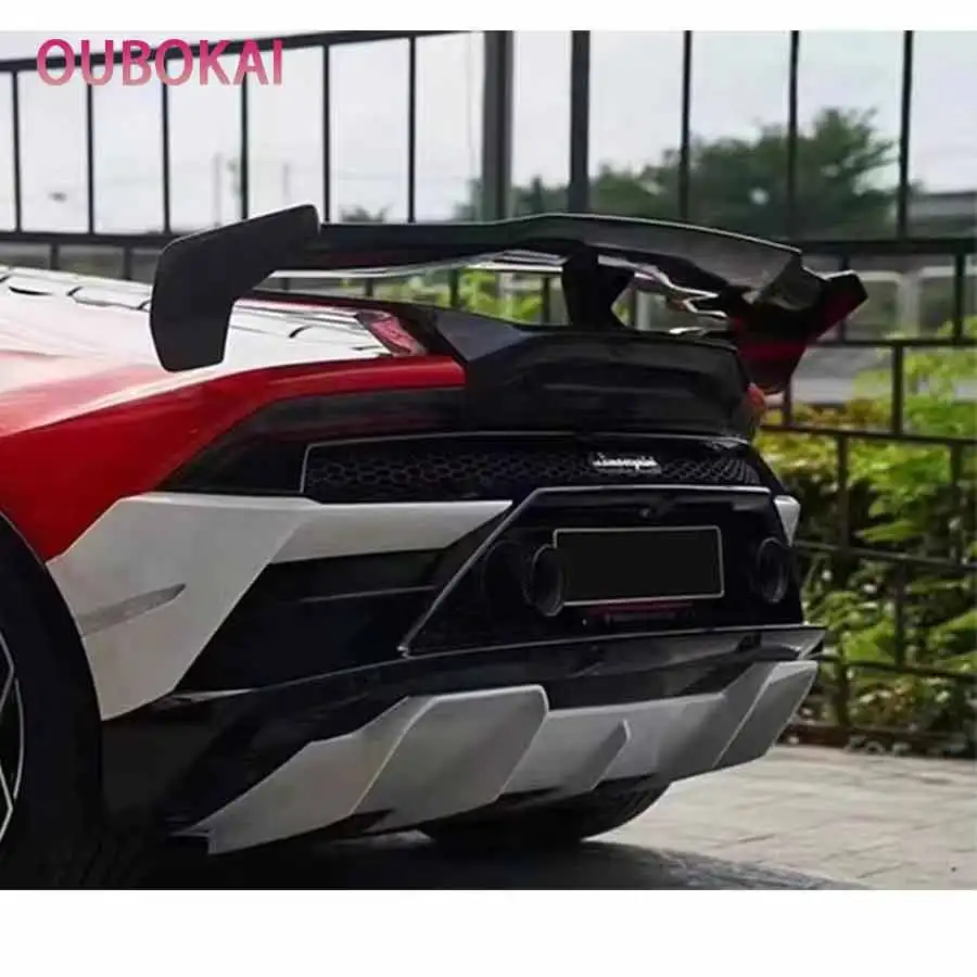Фото Для Lamborghini Huracán EVO LP580 LP610: карбоновые задние спойлеры, направляющие крылья, обвес для тюнинга заднего крыла (комплект для модернизации) №4