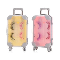 1 pc fashion new design suitcase box false eyelashes box mink lash tray eyelash package plastic multicolor beauty makeup tool