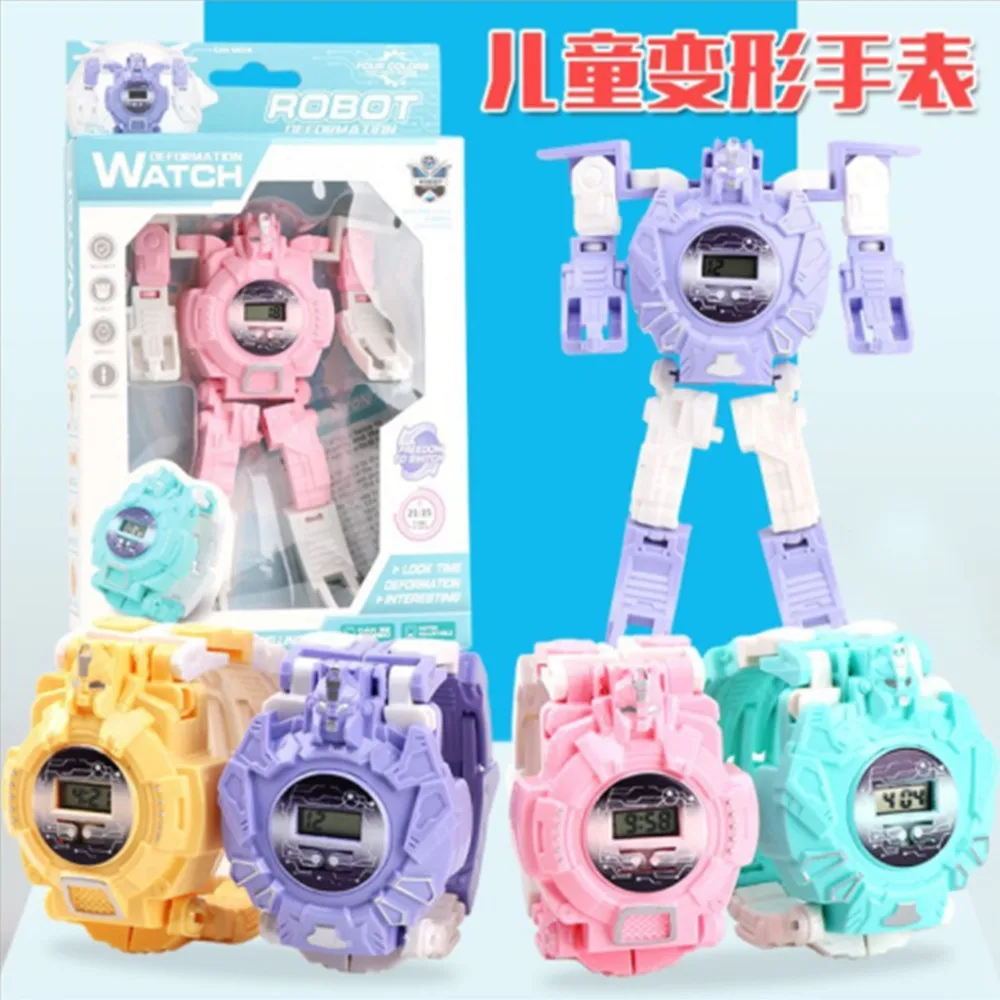 

Fashion Interesting Transformed Children's Watch Back Light Robot Figure Girl Boy Toys Kids Electronic Watches Christmas Gifts