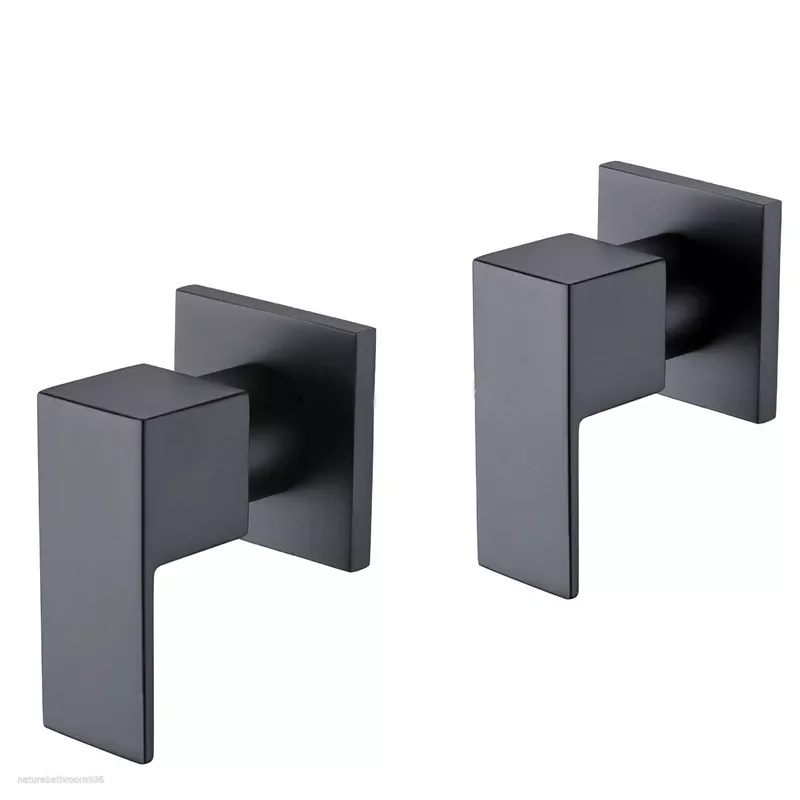 

Wall Bathroom Faucet 1/4 Turn Bath Tub Solid Brass Black Tap Mixer Spout Factory Direct Modern Square Wels Hot &Cold Shower Set