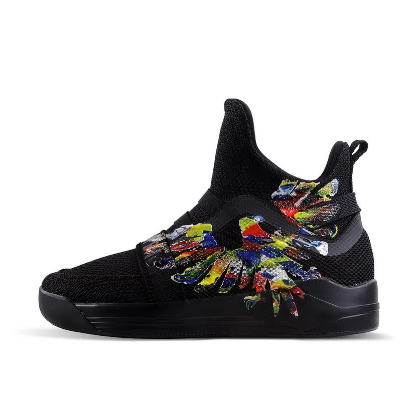 Soulsfeng Mesh Knit High Tops White Hawk Painted Union Black Hawk Comfortable Sneaker