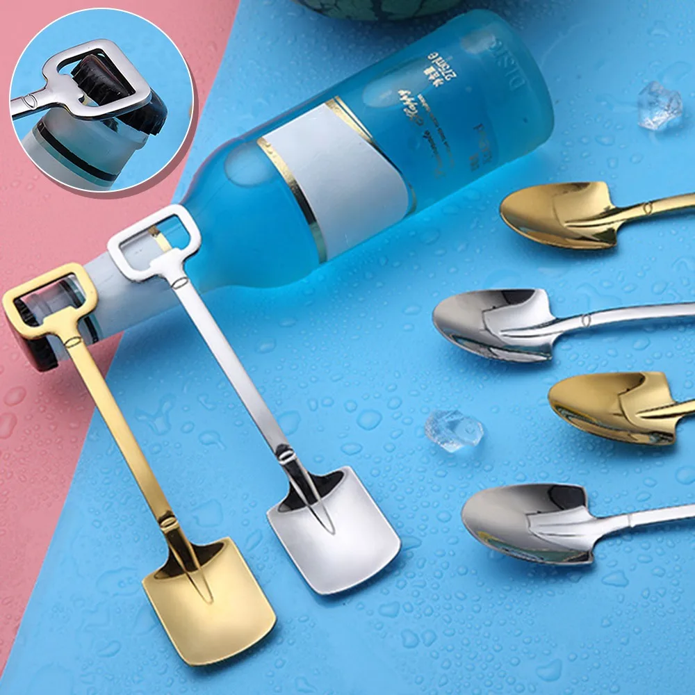

Multifunction Stainless Steel Coffee Spoon Bottle Opener Creative Retro Shovel Scoop for Ice Cream Watermelon Kitchen Tableware