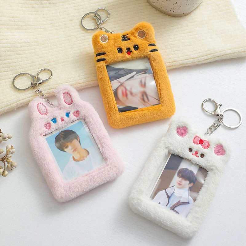 

New Credit ID Bank Card Photocard Holder Protector Case Photocard With Keychain Cartoon Cute Plush Idol Plush Photocard Binder
