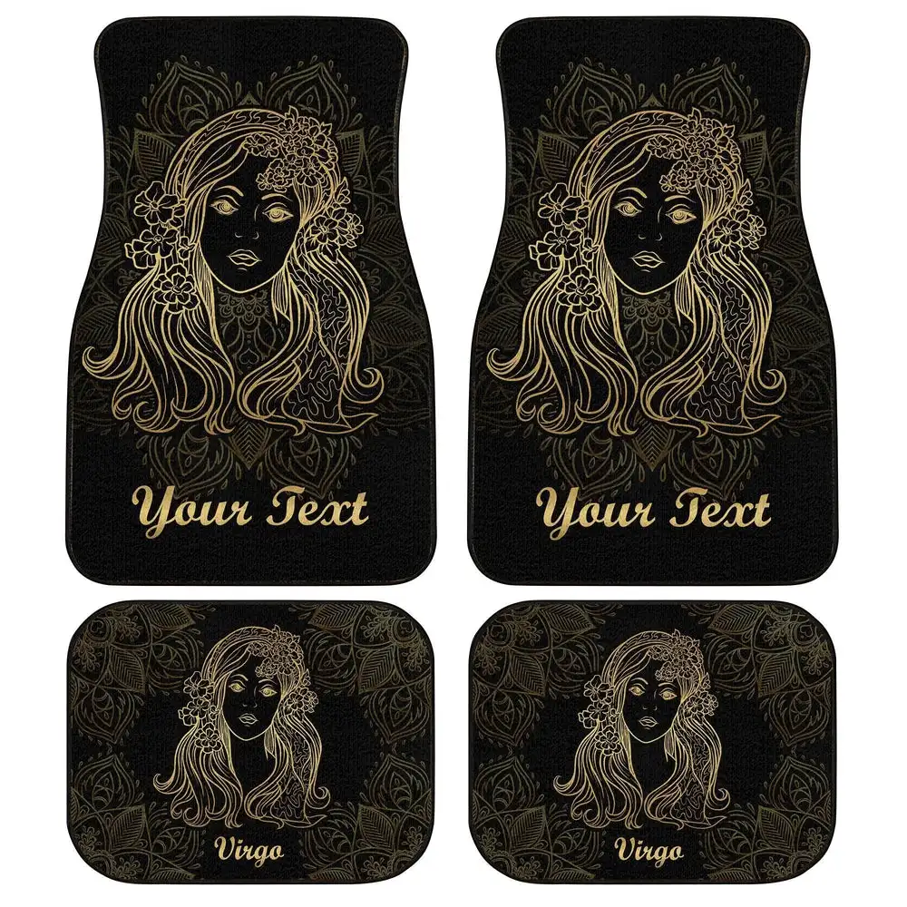 

Personalized Name Virgo Car Floor Mats Custom Zodiac Sign Virgo Car Accessories Gifts Idea