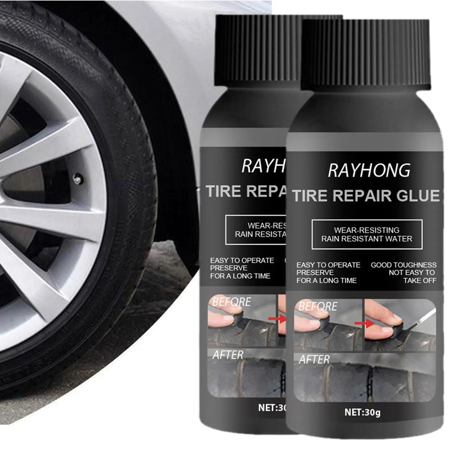 

2pcs Auto Adhesives Tire Repair Glue Sealer Super Caulk Car Rubber Repair Tire Glue Window Speaker Seal Tire Repair Glue
