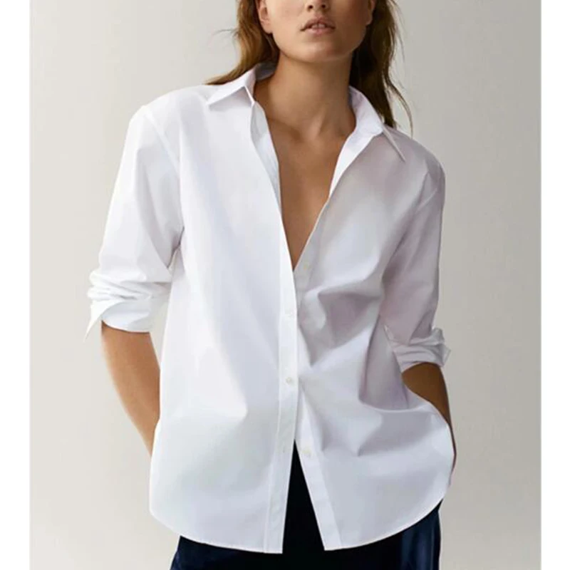 

Withered England Style Office Lady Simple Fashion Poplin Solid White Blouse Women Blusas Mujer De Moda 2020 Shirt Women Tops