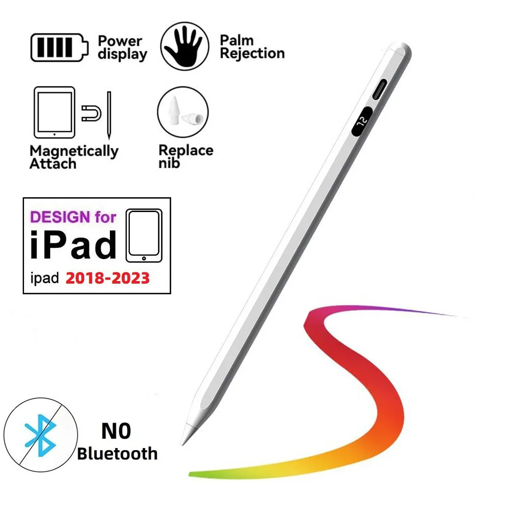 

Стилус для IPad Pen 2018-2023, Apple Pencil 2 1 с цифровым дисплеем питания, ручка с отклонением пальмы, чувствительностью к наклону для Ipad Pro