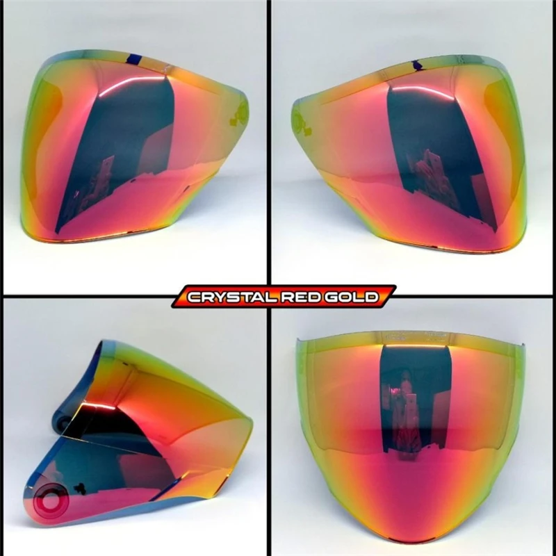 PC Open Face Motorcycle Helmets Visor Wind Shield Accessories for NFJ - Iridium Red Gold enlarge