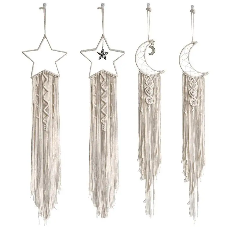 

Dream Catchers Handmade Star And Moon Wind Chimes With Tassels Dream Catcher Net For Wall Hangings Home Decoration Craft