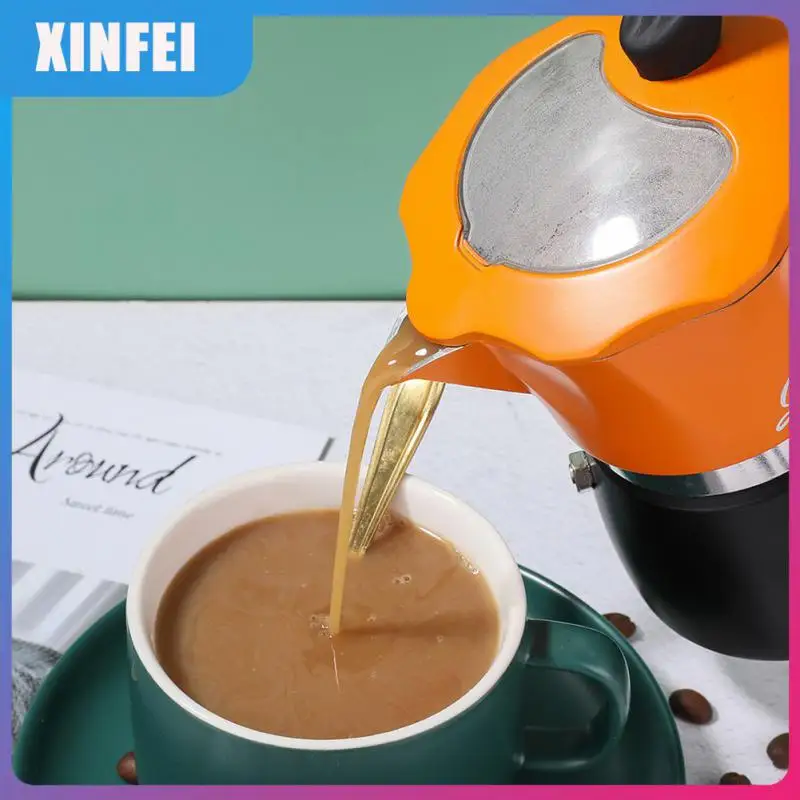 

150/300ml Double Color-blocking Transparent Lid Coffee Moka Pot Hand-made Octagonal Pot Italian Coffee Pot Bar Coffeeware