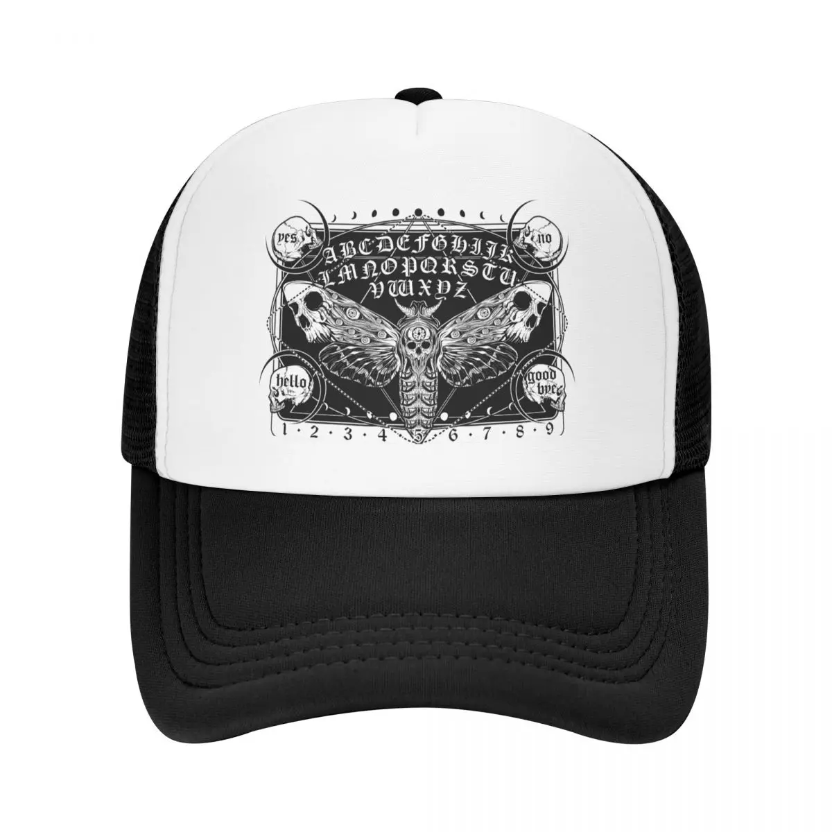 

Punk Death Moth Ouija Board Trucker Hat Breathable Halloween Witch Occult Witchcraft Baseball Cap Outdoor Snapback Caps