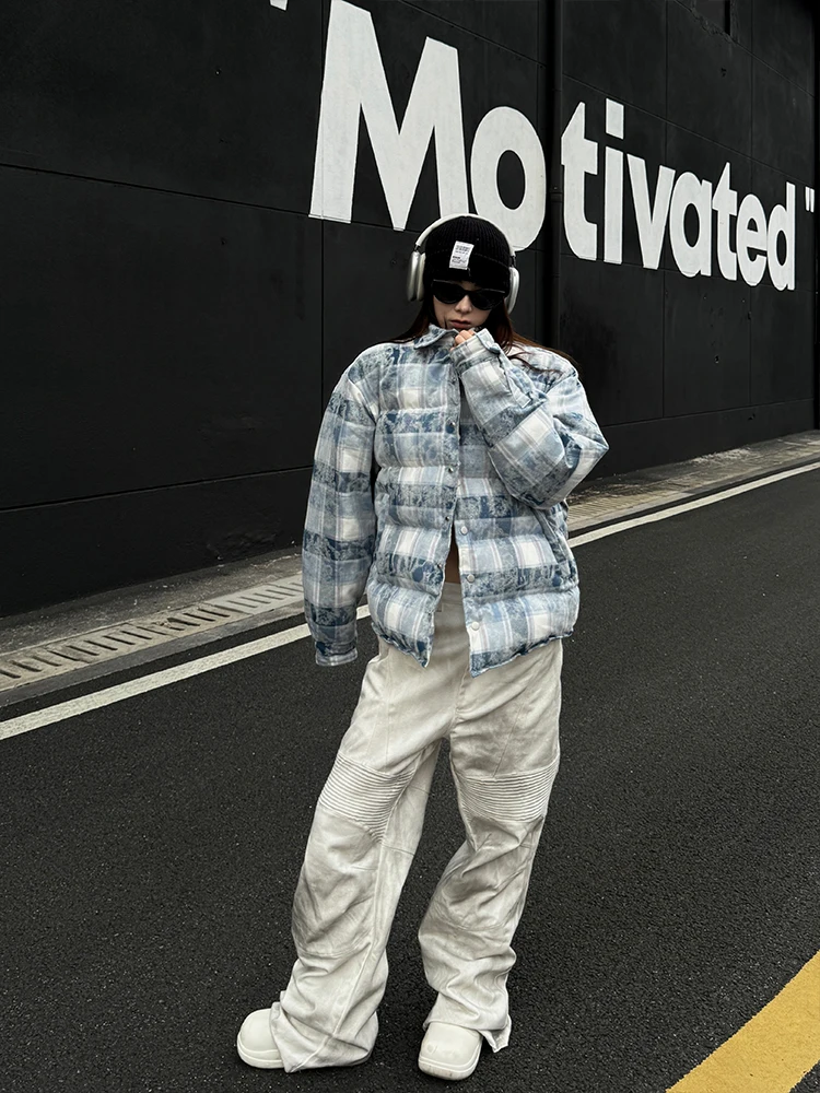 A God Is Not in New York Зимняя цветущая фланелевая клетчатая утолщенная куртка на