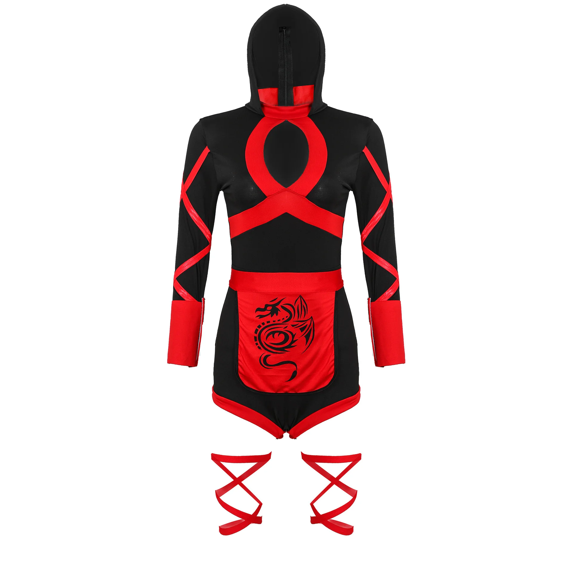 Halloween Women Autumn Print Sexy Tight Bandage Jumpsuit Hollow Out Long Sleeve Bodysuit Lace Up Club Party Woman Overalls