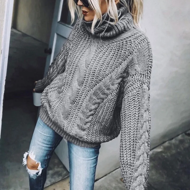 

Soft Solid Turtleneck Sweaters Knitting Fashion Women Cusual Knitwear Streetwear Female Turtleneck Oversized Sweater Jumper 2021