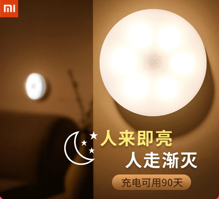 

Умный индукционный ночник Xiaomi, атмосферный светильник с магнитной присоской, простой в установке светодиодный прикроватный светильник хол...