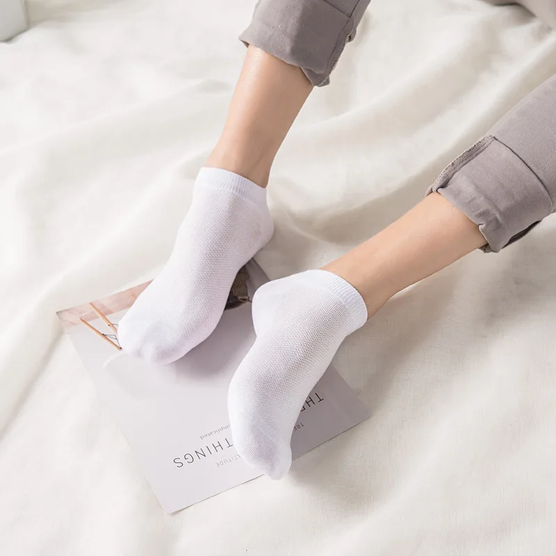 

Solid No Show Socks Breathable Men Gift 10 Pairs Summer Ankle Invisible Man Funny Fun Men's Short Cycling Male Sock Sports White